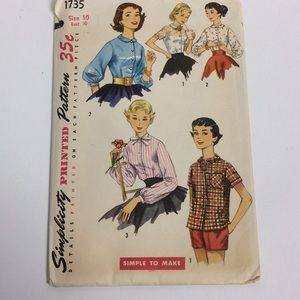 VTG Sewing Pattern Simplicity 1735, Blouses